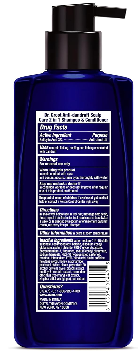 Dr. Groot Anti-Dandruff Scalp Care 2-in-1 Shampoo and Conditioner, 3% Salicylic Acid, Scalp Build Up Control, Men & Women, Korean Hair Care, Kbeauty